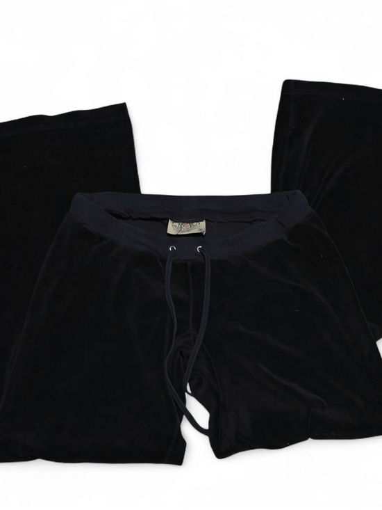 Juicy Couture Pants - Vintage Y2K Juicy Couture Black Velour Flared Sweatpants
